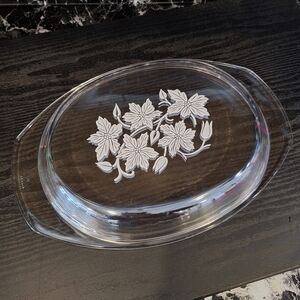 Princess House Fantasia Casserole Lid, White Floral Lid For Oval Baking Dish